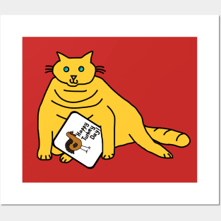 Chubby Cat with Thanksgiving Turkey Greetings Posters and Art